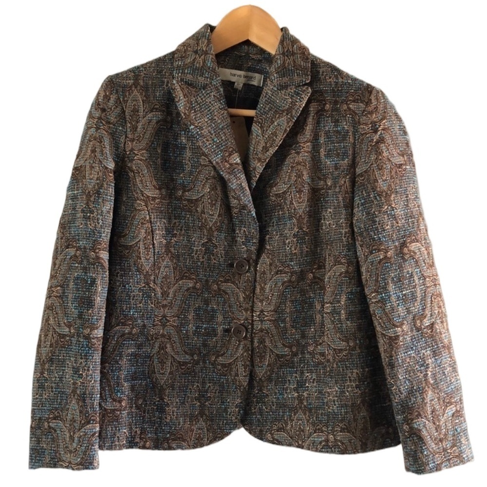 NEW VTG Harve Benard Tapestry Long Sleeve Y2K Career Suit Blazer Size 10P Jacket